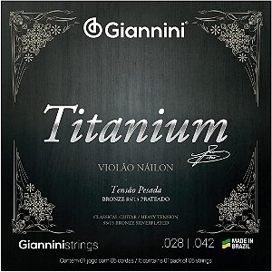 Encordoamento Giannini Violão Titanium Náilon Bronze GENWTA