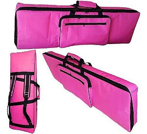 Capa Bag Para Teclado Musical 5/8 Nylon Master Luxo Rosa