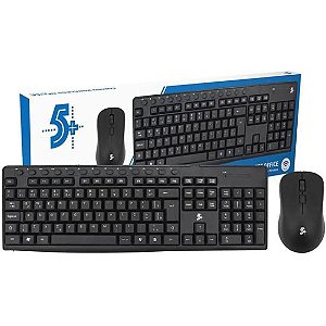 Kit Teclado e Mouse Sem Fio Office KW-500 2.4GHz Preto 5+