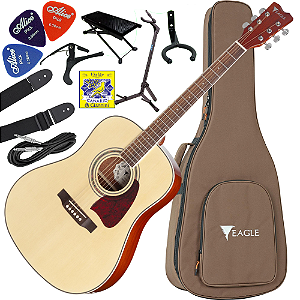 Kit Violão Eletroacústico Eagle CH888 STNT Aço Natural Fosco Vx03