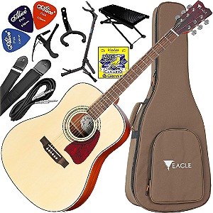 Kit Violão Eletroacústico Eagle CH888 STNT Aço Natural Fosco Vx03