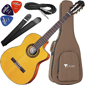 Kit Violão Eletroacustico Cutaway Eagle Ch800 Vintage Acetinado Vx01