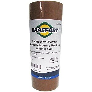 Fita Para Embalagem Adesiva 45mm X 45m Marrom Brasfort - PCT / 5