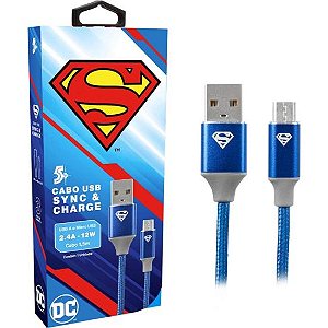 Cabo USB-A Para Micro USB Superman 1,5m 5+