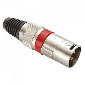 Conector Cannon Macho Corpo Metálico YS1058A Vermelho Genérico - PCT / 5