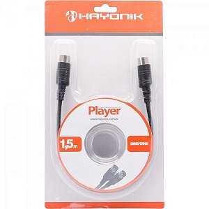 Cabo Midi Para Teclado Hayonik Player DIN5 X DIN5 1,5m Preto