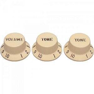 Set De Knobs Fender VTT Para Guitarra Stratocaster Branco Envelhecido