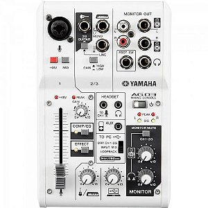 Mesa de Som e Interface de Áudio 3 Canais AG03 Branca YAMAHA