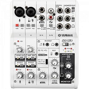 Mesa de Som e Interface de Áudio 6 Canais AG06 Branca YAMAHA