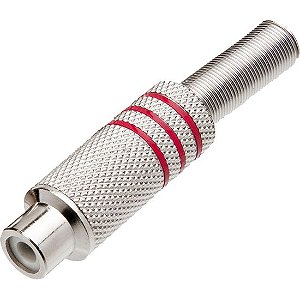 Plug RCA Fêmea Niquelado Com Mola JCRC0003 Vermelho Storm - PCT / 10