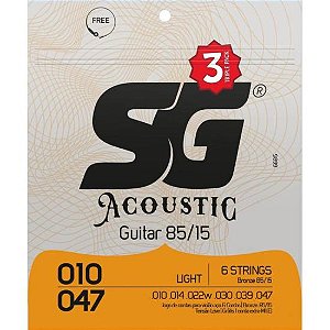Encordoamentos p/ Violão Aço .010 Bronze 85/15 Light SG (Kit c/ 3)