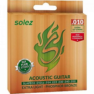 Encordoamento Para Violão Aço .010 Solez SLAPB10 Bronze