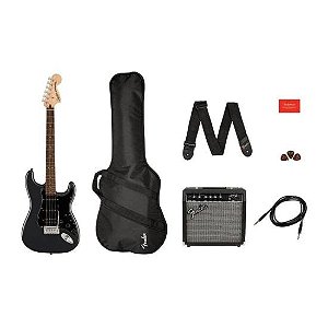 Kit Guitarra Squier Stratocaster Affinity HSS Charcoal Frost Metallic