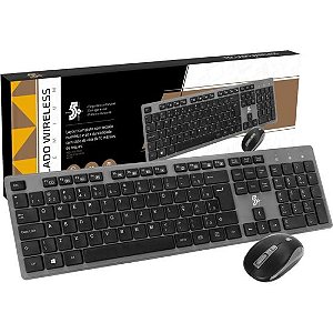 kit Teclado e Mouse Sem Fio Premium Preto 5+