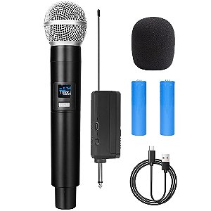 Microfone Sem Fio Duplo Digital Portátil Profissional Uhf MIC-W2806 Onex