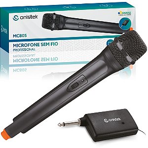 Microfone Sem Fio Profissional De Mão 30m Onistek Mc805 Preto