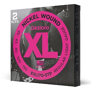 Encordoamento Baixo 5C 45-130 (2 Jogos) D Addario EXL170-5TP