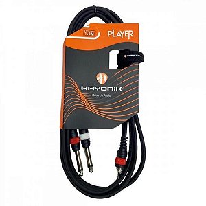 Cabo de Áudio Player P10 x RCA 1,8m Preto Hayonik