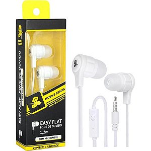 Fone De Ouvido 5+ Easy Flat Com Microfone Branco