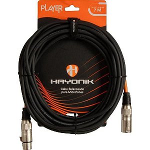 Cabo Para Microfone Player XLR(F) x XLR(M) 7m Preto Hayonik