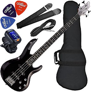 Kit Contrabaixo 4 Cordas Ativo PHX BS-4 S MBK Sunset Metallic Black Bx01