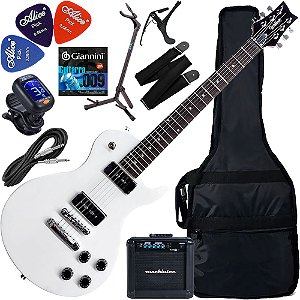 Kit Guitarra Elétrica Waldman Less Paul Glp 19 Wh Branca Gx3