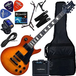 Kit Guitarra Waldman Les Paul GLP-25F HB Honey Burst Gx3