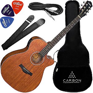 Kit Violão Eletroacústico Shelby SGA196C Folk Aço Satin Natural Vx01