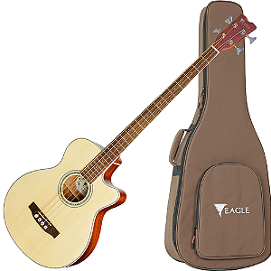 Baixolão Eletroacústico 4 Cordas Eagle EAB90 com Tampo Spruce, Corpo Mahogany, Equalizador Integrado e Afinador Cromático