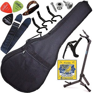 Kit Capa Violão Folk Acolchoada Com Multi Acessórios + G3s