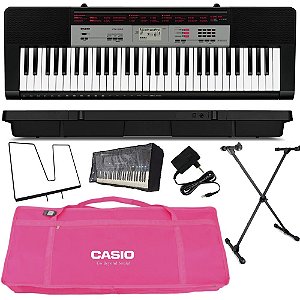 Kit Teclado Arranjador 5/8 Ctk1500 Com Capa Casio Rosa