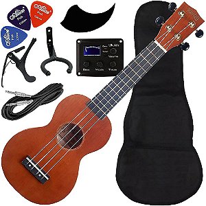 Kit Ukulele Soprano Mahalo Mr1 Natural cordas Aquila e capa MR1-TBR Ux03