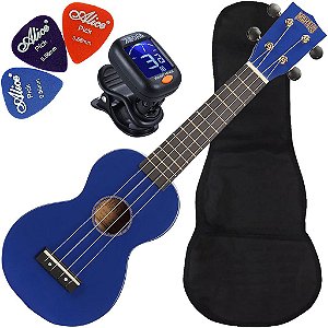 Kit Ukulele Soprano Mahalo Mr1 Azul Cordas Aquila e Capa MR1-BU Ux01