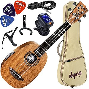 Kit Ukulele Akahai Ronsani Akp-21e Soprano Elétrico Pineapple Natural