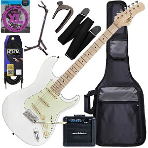 Kit Guitarra Elétrica Strato Tagima T635 Classic Wh Lf/Mg Branco Gx04