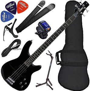 Kit Baixo Waldman GBW-100A Ativo 4 Cordas Preta (BK) Bx02