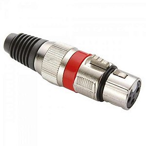 Conector Cannon Fêmea Vermelho YS1057A-VM Corpo Metálico Genérico - PCT / 5