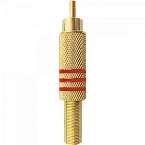 Plug RCA Macho 6/7mm Com Mola 3FXA Tarja Vermelha Genérico Storm - DEZ / 10