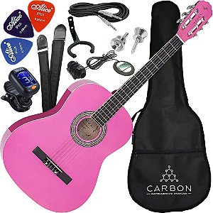 Kit Violão Eletroacústico Vogga VCA205N PK Nylon - Rosa Vx07