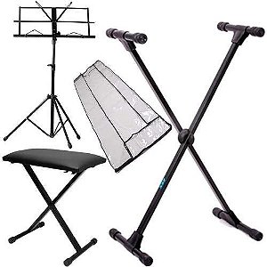 Kit Acessórios Teclado C/ Suporte Banco Cobertura Partitura