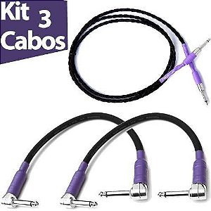Kit Cabos P10 X P10 2 No Loss 25 Cm + Cabo Stack Tecniforte