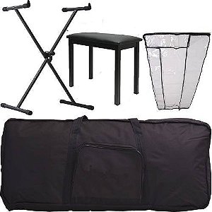 Kit Acessórios Para Teclado Musical c/ Capa Banco Etc.