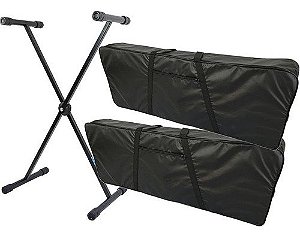 Kit Suporte + 2 Capas Para Teclado 5/8 Simples Nylon