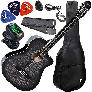 Kit Violão Eletroacústico Cordas Nylon Vca228nc Vogga Cinza