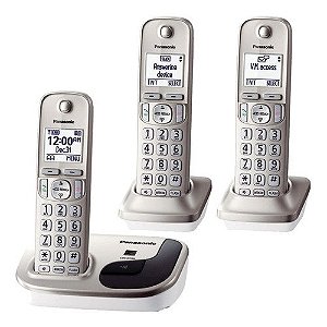 Telefon Sem Fio Panasonic Kx-Tgd213N + 2 Ramais Bina