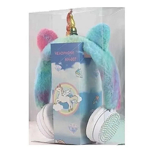 Fone Headphone Unicornio Infantil Strass Com Fio P/ Crianças