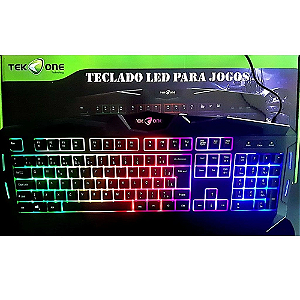 Teclado Gamer Semi Mecanico Preto Tekone Pc200 Led Rgb