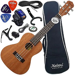 Kit Ukulele Elétrico Concerto 24 Sapele Kalani Kal220 Cs