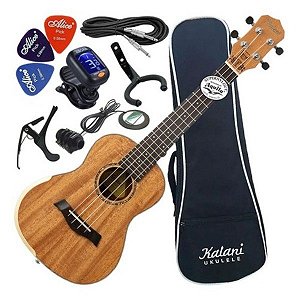 Kit Ukulele Elétrico Concerto 24 Mogno Kalani Kal400 Cm Eq