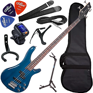 Kit Contra Baixo Elétrico 4 Cordas Giannini Gb200a Tbl Azul